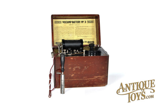 Voltamp Electric Mfg. Co. Voltamp Battery No. 3 Antique Quackery Electrotherapy Medical Device in Wooden Case