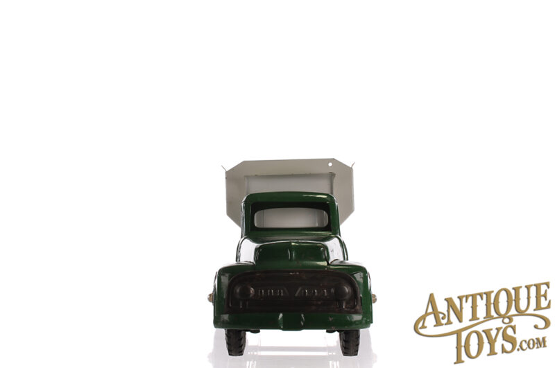 Buddy L ca. 1950s Pressed Steel No. 3859 Hydraulic Dumper Grain Dump Truck Green and White for Sale - Image 5