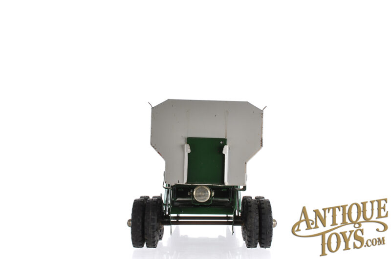 Buddy L ca. 1950s Pressed Steel No. 3859 Hydraulic Dumper Grain Dump Truck Green and White for Sale - Image 6