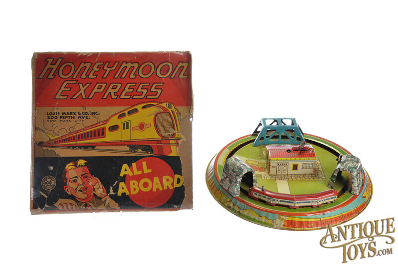 Marx Tin Lithographed Windup "Honeymoon Express" Train with Box for Sale