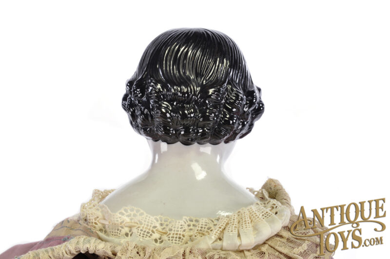 30" Rare Brown Eyed Early Pre-Civil War China Shoulder Head Doll for Sale - Image 4