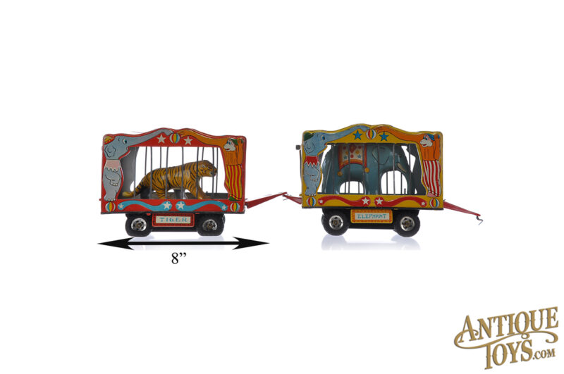 Sankei ca. 1950s Tin Litho "The American Circus" Tiger & Elephant Circus Cages Japanese Toys for Sale - Image 7