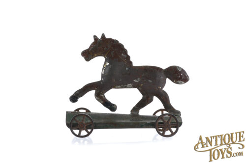 Early American Tin Horse on Platform for Sale