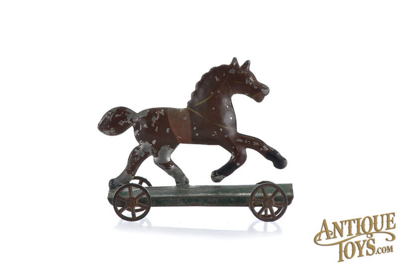 Early American Tin Horse on Platform for Sale - Image 2