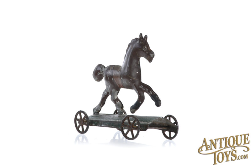 Early American Tin Horse on Platform for Sale - Image 3