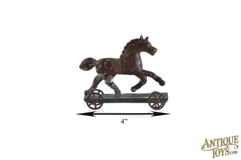 Early American Tin Horse on Platform for Sale - Image 7
