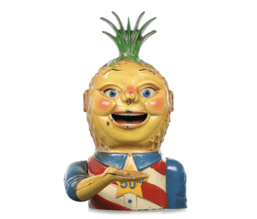 Early Hawaii Pineapple Cast Iron Bank