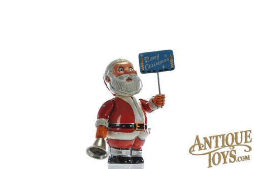 Nikko Kogyo ca. 1950s Tin Litho Windup Bell Ringing Santa Japanese Toys for Sale