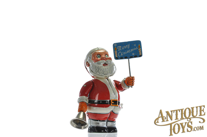 Nikko Kogyo ca. 1950s Tin Litho Windup Bell Ringing Santa Japanese Toys for Sale