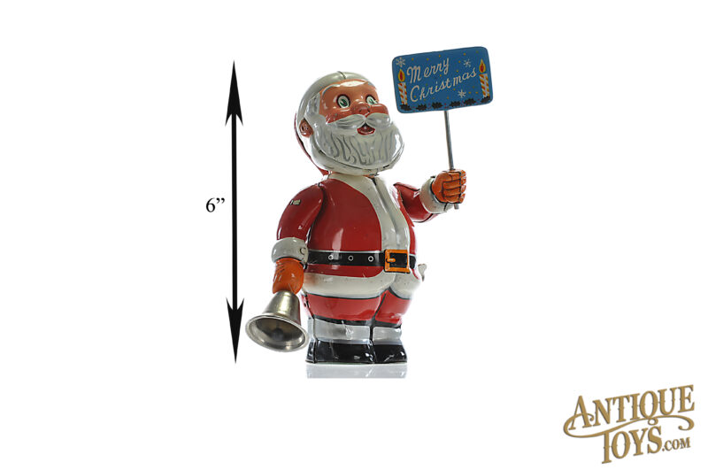 Nikko Kogyo ca. 1950s Tin Litho Windup Bell Ringing Santa Japanese Toys for Sale - Image 8