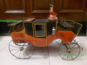 Antique French Tin Toy Horse Carriage