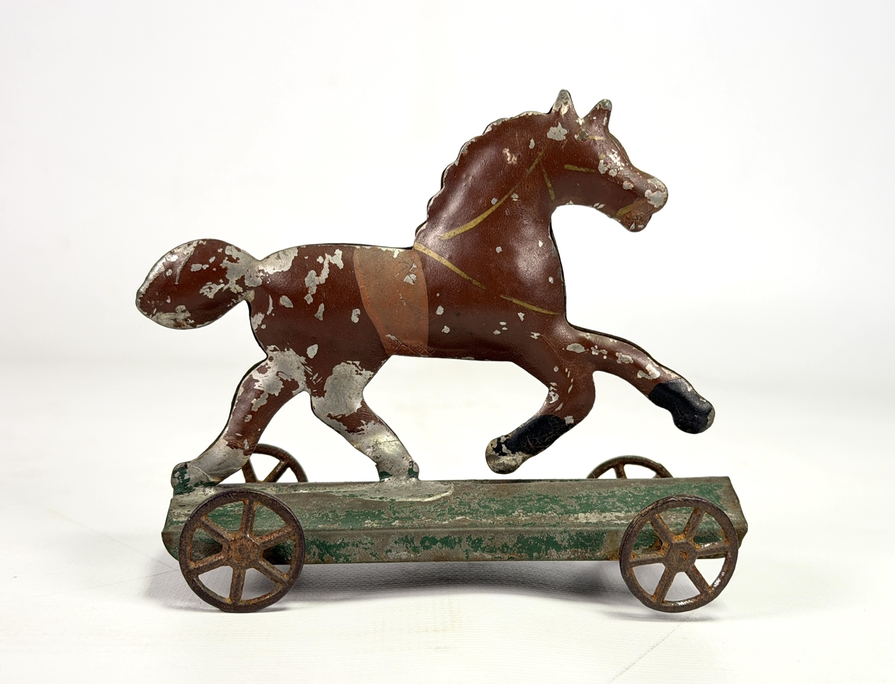 Antique Althof Bergmann Tin Horse On Platform For Sale - Image 6