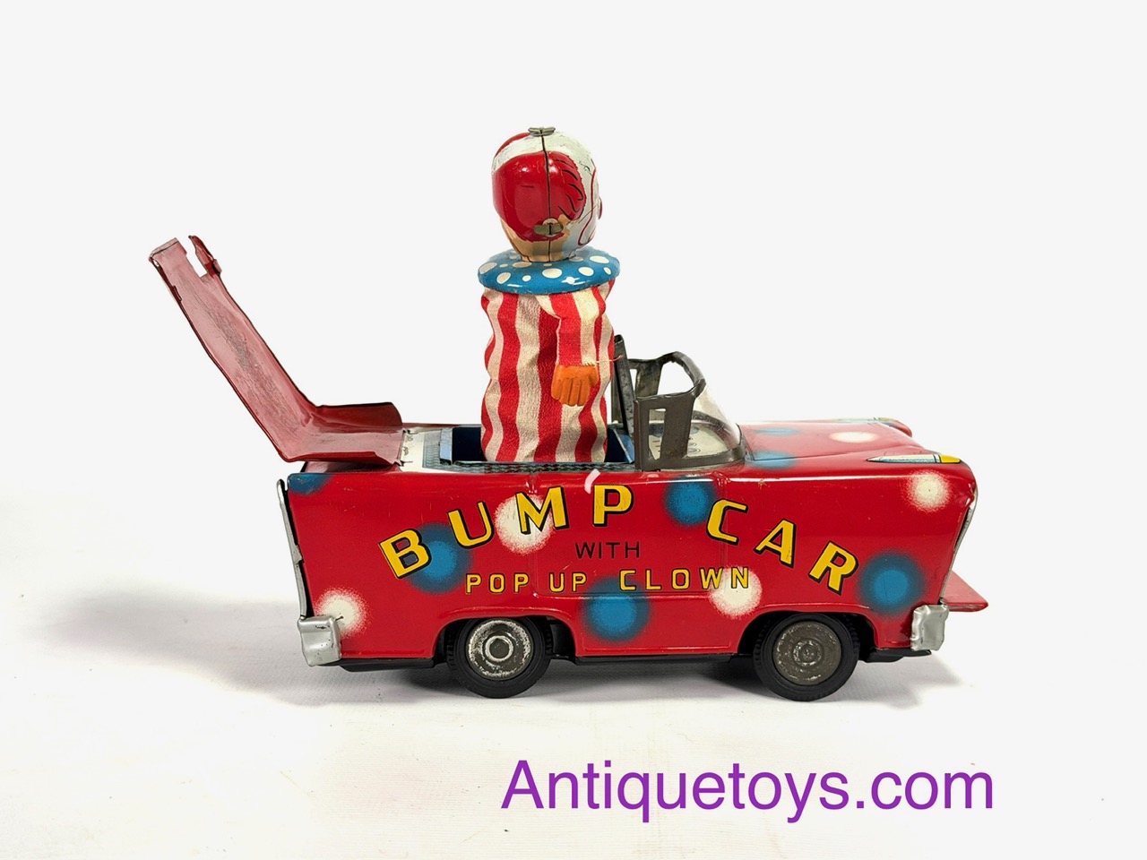Vintage Japanese Tin Toy Clown Bump Car For Sale - Image 8