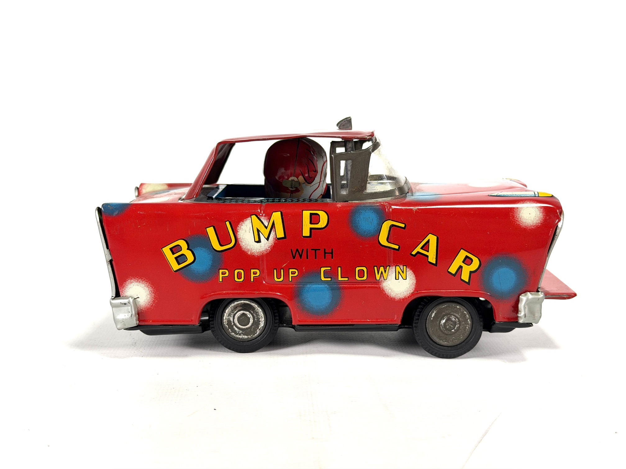 Vintage Japanese Tin Toy Clown Bump Car For Sale - Image 7