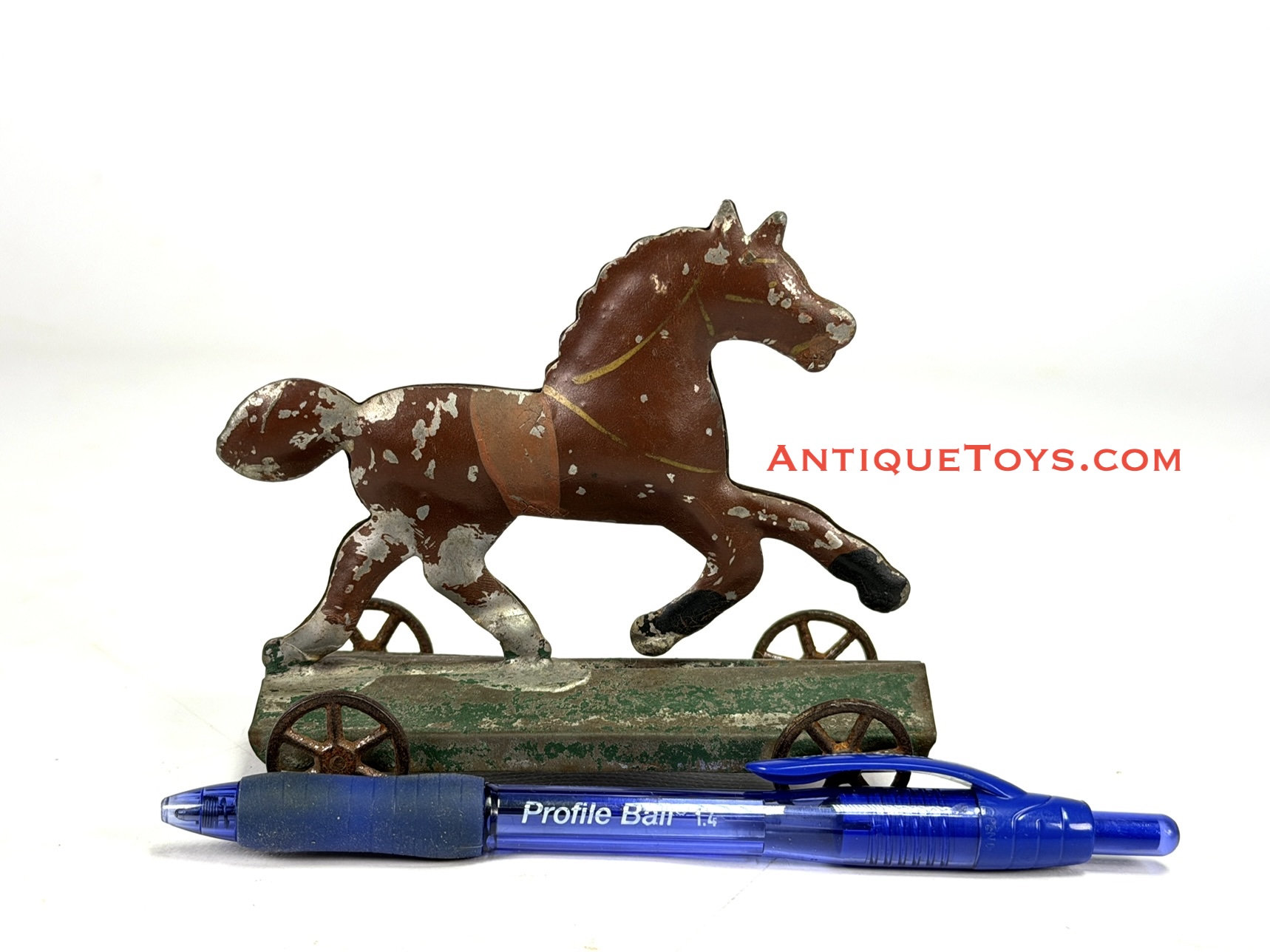 Antique Althof Bergmann Tin Horse On Platform For Sale - Image 4