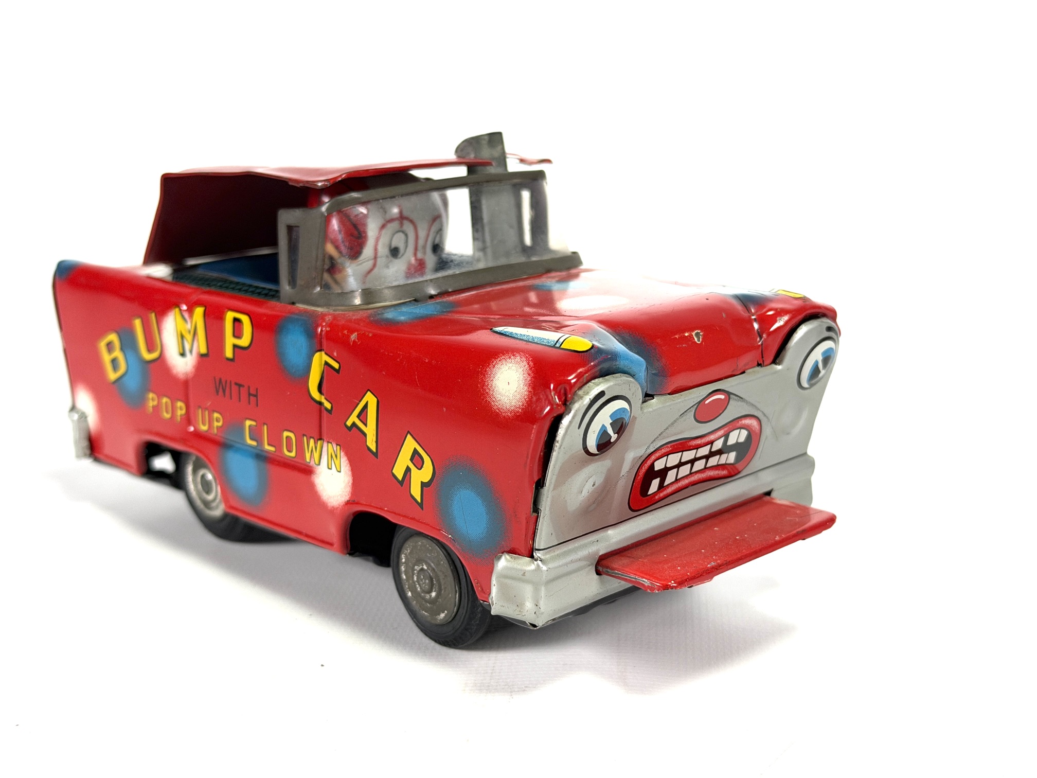 Vintage Japanese Tin Toy Clown Bump Car For Sale - Image 2