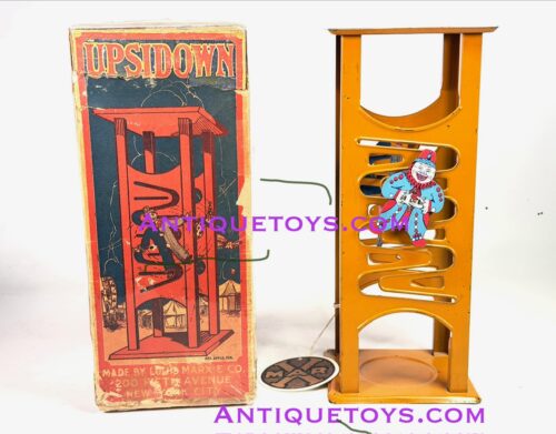 Antique Marx Tin Toy For sale. Upsidedown toy clown with box. Vintage.
