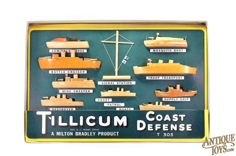 Milton Bradley Co. ca. 1930s Wooden T-303 “Tillicum Toys Coast Defense" Set in Box for Sale - Image 3