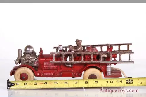 Hubley Ahrens Fox Cast Iron Fire Engine, Large 11" *Antique Toys E-Museum*