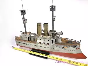Antique Tin ship, likely made in Japan.