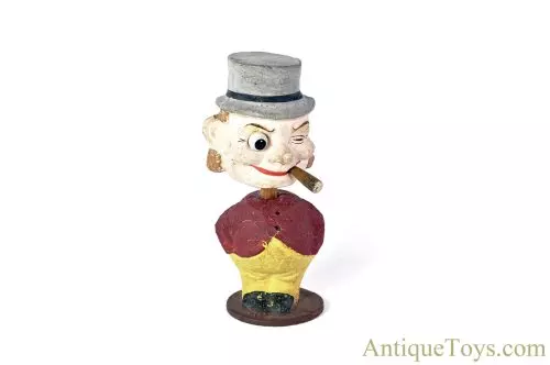 W.C. Fields-Like Character Paper Composition Hand-Painted Bobblehead for Sale
