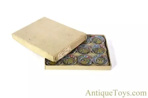 Shimazaki Toy T.S. Tin Lithographed No. 20124 Native American Dexterity Puzzles 36pc. in Box for Sale