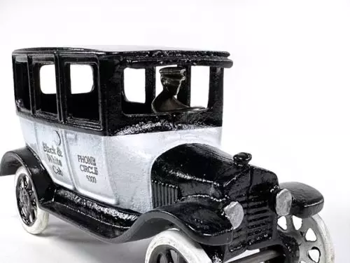 Arcade Ironman Toys Limited Edition Cast Iron Black and White Taxi for Sale