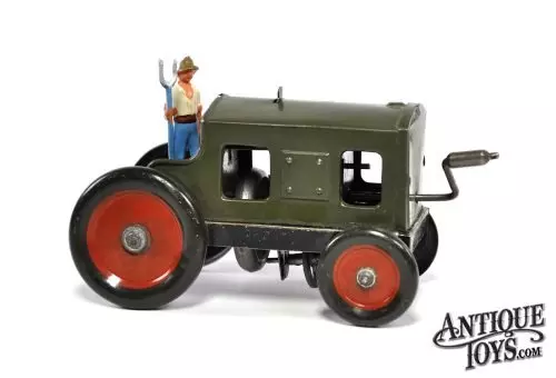 J.L. Hess (JLH) Tin Lithographed Crank Wind Motor Tractor for Sale
