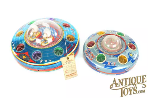Masudaya Modern Toys (MT) Tin Litho Batt. Op. X-3 Space Explorer U.F.O. Prototype & X-7 Space Explorer <FONT COLOR="ff000">*SOLD*</font>