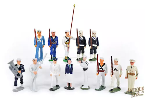 Barclay, Britains & Misc. Set of 13 Naval Officers Toy Soldiers for Sale