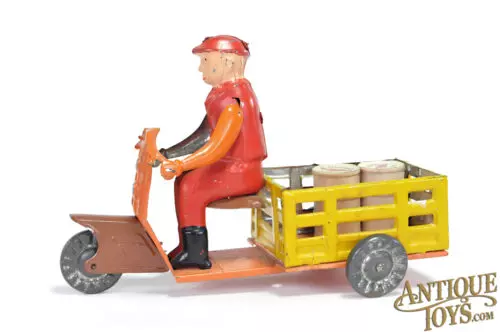 Garcia & Calda Portuguese Hand-Painted Tin 3-Wheeled Delivery Trike European Toy for Sale
