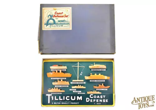 Milton Bradley Co. ca. 1930s Wooden T-303 “Tillicum Toys Coast Defense" Set in Box for Sale